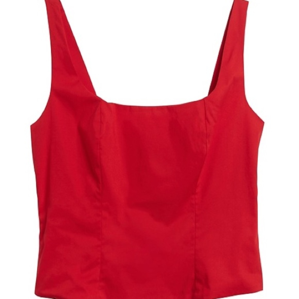 Women's Red Sleeveless Poplin Top